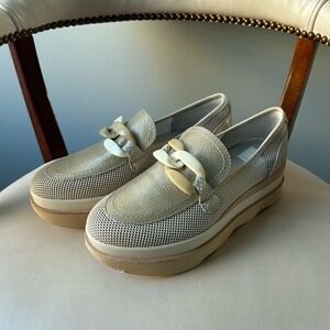 Dolce Vita beige platform loafer style shoes